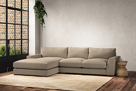 Guddu Medium Left Hand Chaise Sofa - Brera Linen Pebble