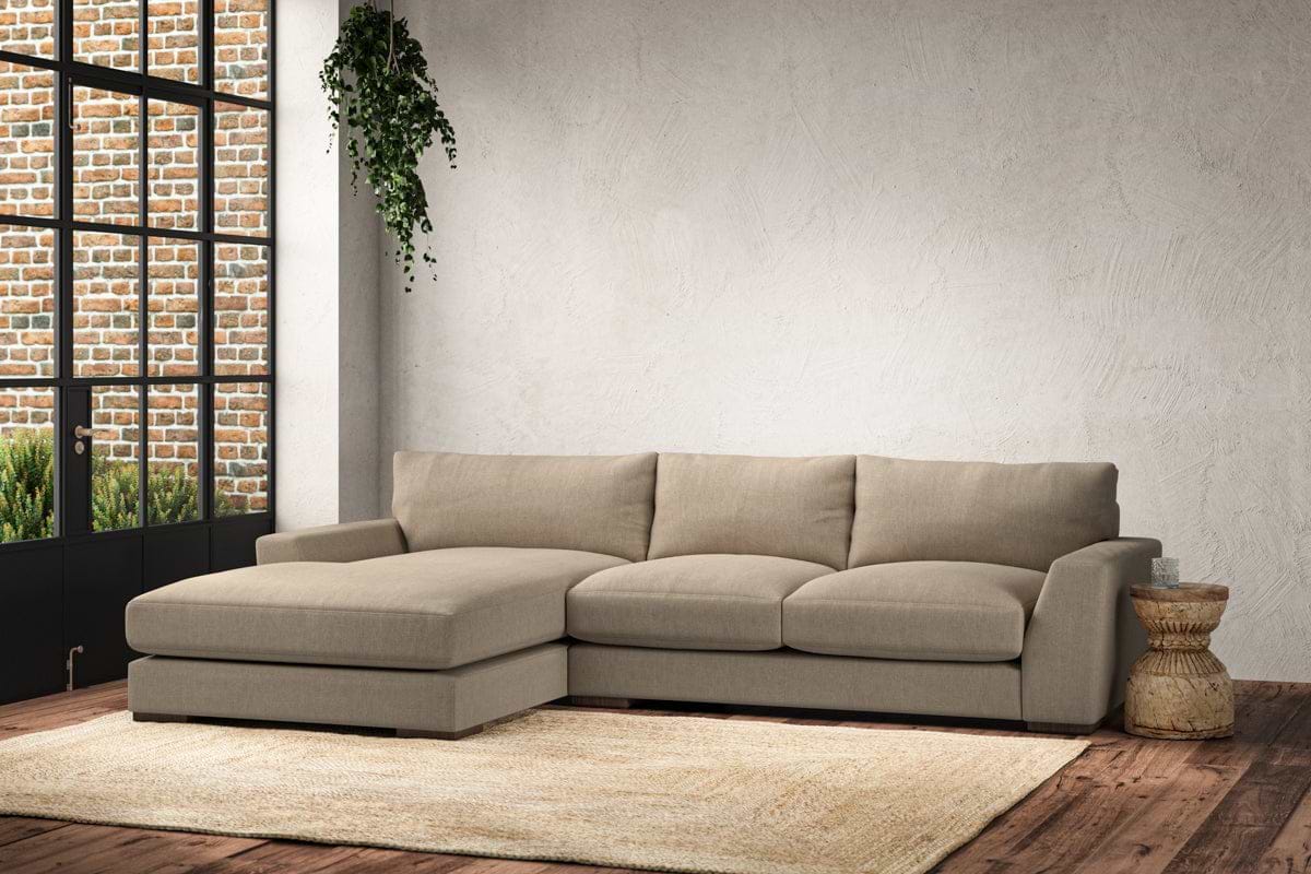 Guddu Medium Left Hand Chaise Sofa - Brera Linen Pebble