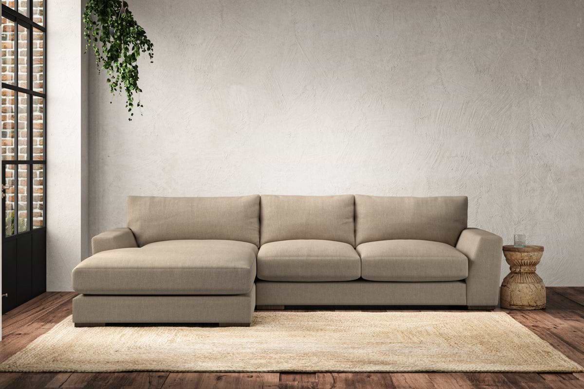 Guddu Medium Left Hand Chaise Sofa - Brera Linen Pebble-MAKE TO ORDER-Nkuku