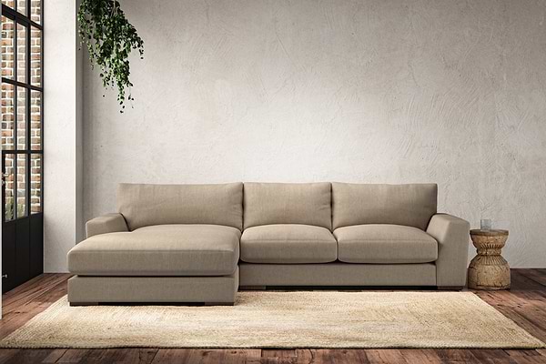 Guddu Medium Left Hand Chaise Sofa - Brera Linen Pebble