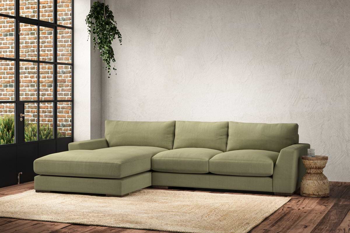 Guddu Medium Left Hand Chaise Sofa - Brera Linen Sage