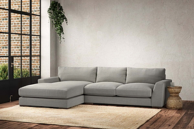 Guddu Medium Left Hand Chaise Sofa - Brera Linen Smoke