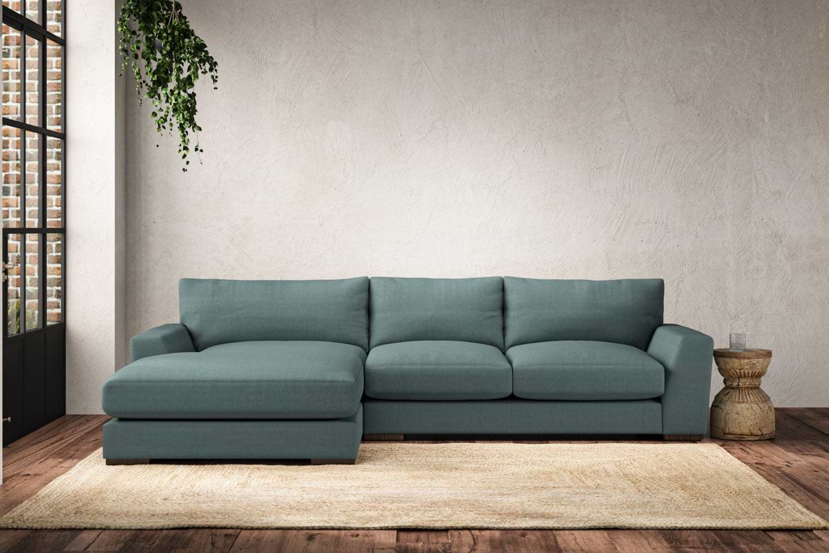 Guddu Medium Left Hand Chaise Sofa - Recycled Cotton Airforce-MAKE TO ORDER-Nkuku