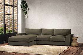 Guddu Medium Left Hand Chaise Sofa - Recycled Cotton Fatigue