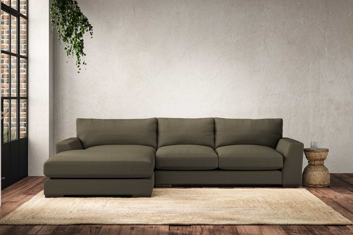 Guddu Medium Left Hand Chaise Sofa - Recycled Cotton Fatigue-MAKE TO ORDER-Nkuku