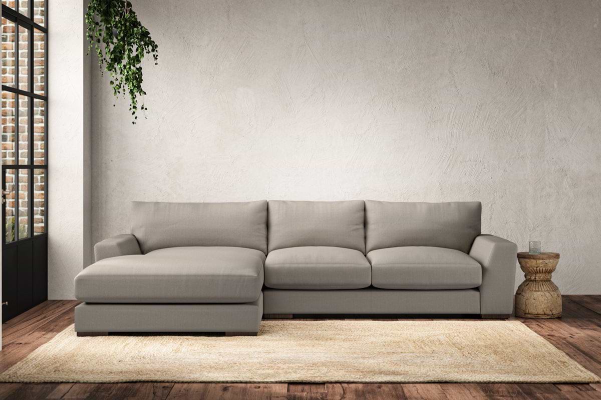Guddu Medium Left Hand Chaise Sofa - Recycled Cotton Flax-MAKE TO ORDER-Nkuku