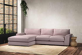Guddu Medium Left Hand Chaise Sofa - Recycled Cotton Lavender