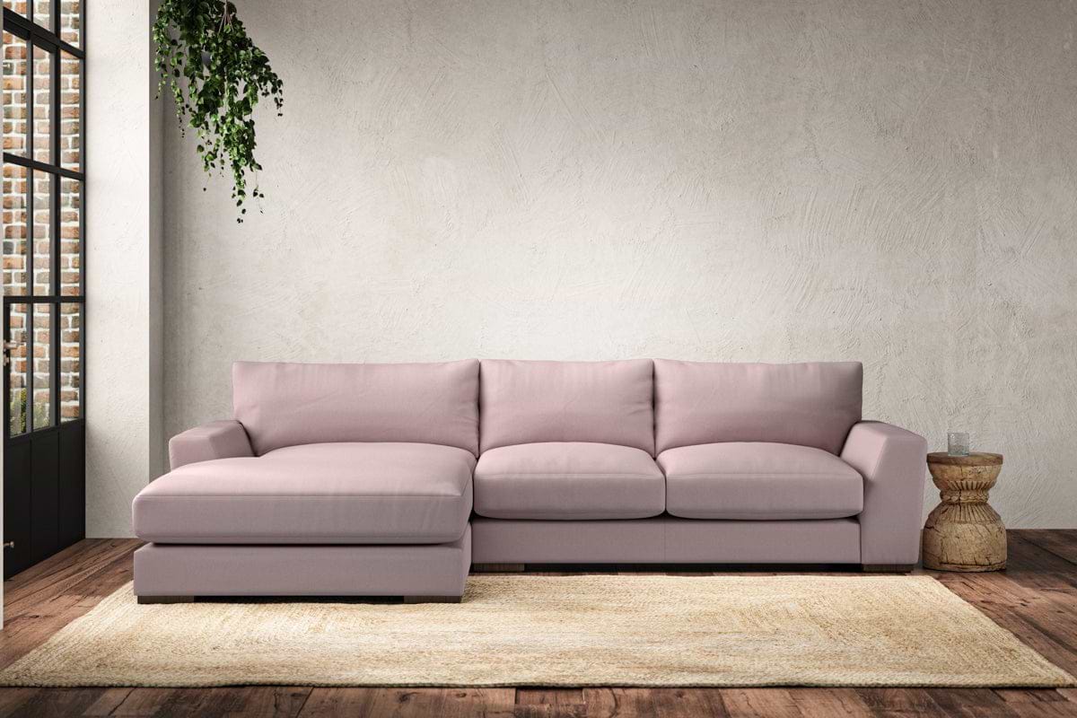 Guddu Medium Left Hand Chaise Sofa - Recycled Cotton Lavender-MAKE TO ORDER-Nkuku