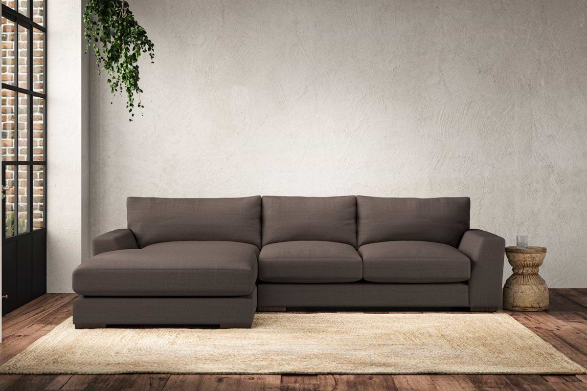 Guddu Medium Left Hand Chaise Sofa - Recycled Cotton Mocha-MAKE TO ORDER-Nkuku