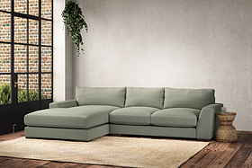 Guddu Medium Left Hand Chaise Sofa - Recycled Cotton Seaspray
