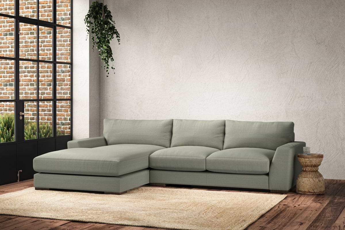Guddu Medium Left Hand Chaise Sofa - Recycled Cotton Seaspray