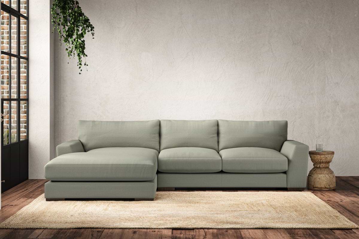 Guddu Medium Left Hand Chaise Sofa - Recycled Cotton Seaspray-MAKE TO ORDER-Nkuku