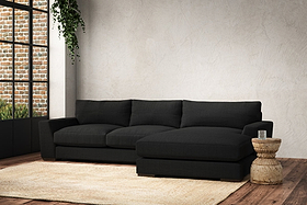 Guddu Medium Right Hand Chaise Sofa - Brera Linen Charcoal