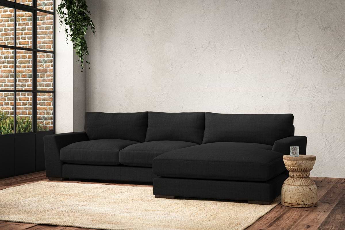 Guddu Medium Right Hand Chaise Sofa - Brera Linen Charcoal