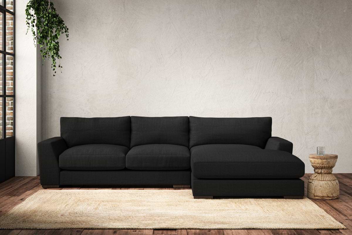 Guddu Medium Right Hand Chaise Sofa - Brera Linen Charcoal-MAKE TO ORDER-Nkuku