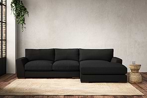 Guddu Medium Right Hand Chaise Sofa - Brera Linen Charcoal