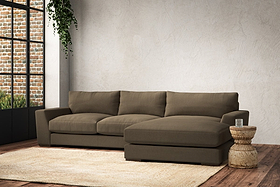 Guddu Medium Right Hand Chaise Sofa - Brera Linen Chestnut