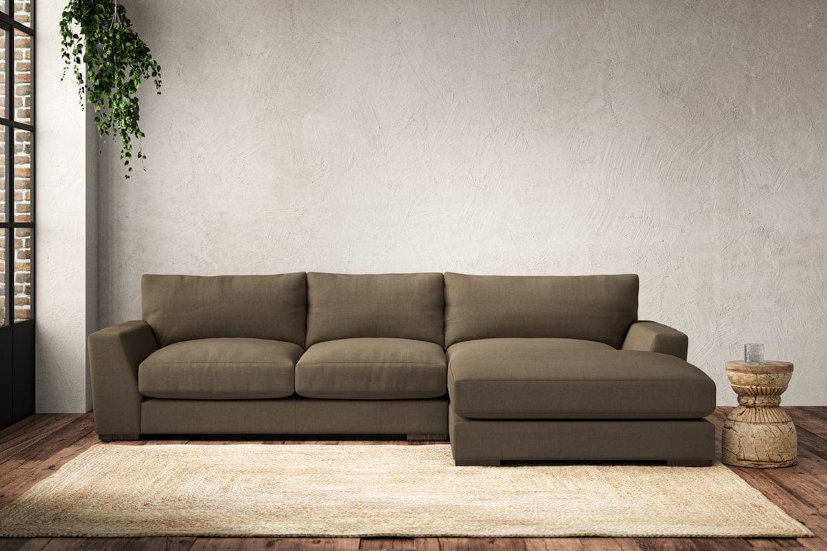 Guddu Medium Right Hand Chaise Sofa - Brera Linen Chestnut-MAKE TO ORDER-Nkuku