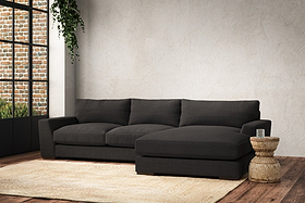 Guddu Medium Right Hand Chaise Sofa - Brera Linen Espresso