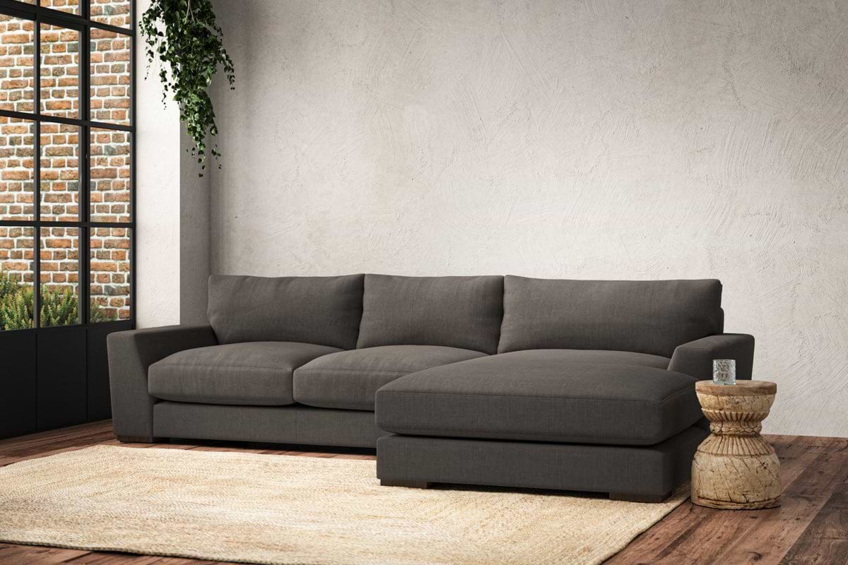Guddu Medium Right Hand Chaise Sofa - Brera Linen Granite-MAKE TO ORDER-Nkuku