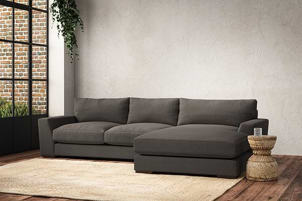 Guddu Medium Right Hand Chaise Sofa - Brera Linen Granite