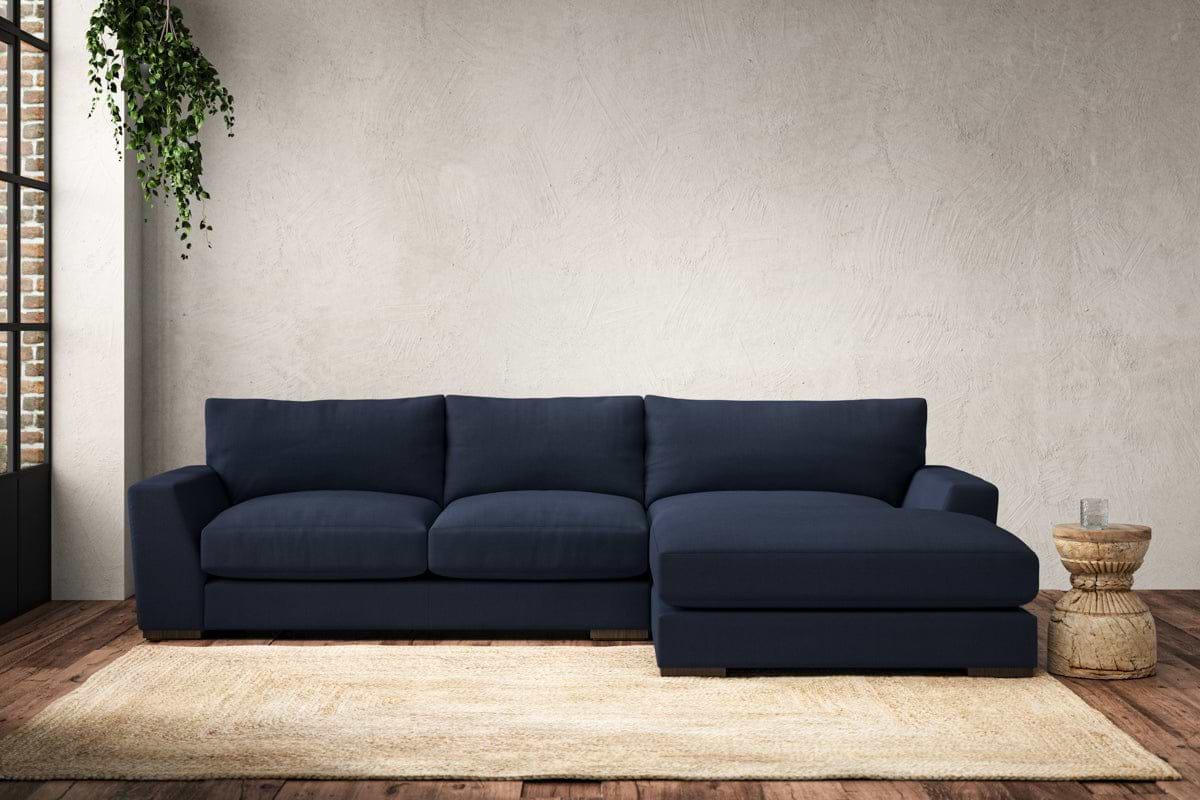 Guddu Medium Right Hand Chaise Sofa - Brera Linen Indigo-MAKE TO ORDER-Nkuku