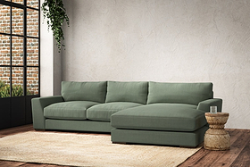 Guddu Medium Right Hand Chaise Sofa - Brera Linen Jade