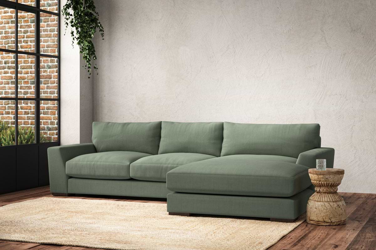 Guddu Medium Right Hand Chaise Sofa - Brera Linen Jade