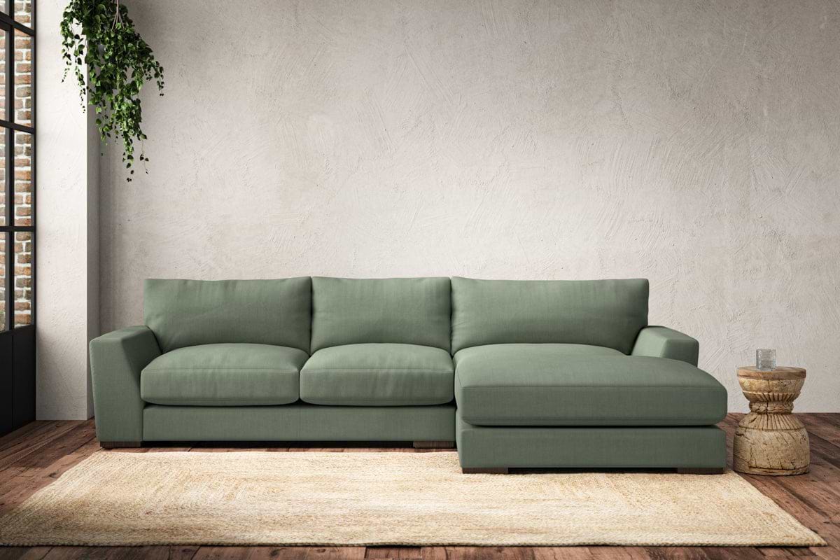 Guddu Medium Right Hand Chaise Sofa - Brera Linen Jade-MAKE TO ORDER-Nkuku