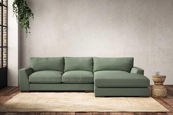 Guddu Medium Right Hand Chaise Sofa - Brera Linen Jade
