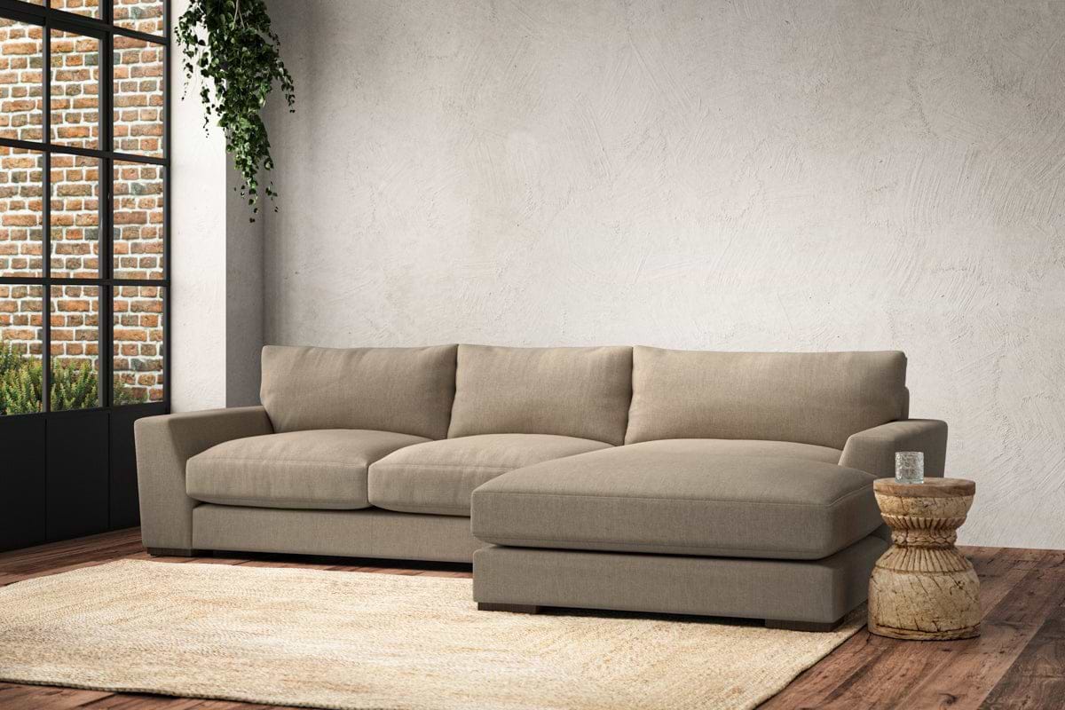 Guddu Medium Right Hand Chaise Sofa - Brera Linen Pebble