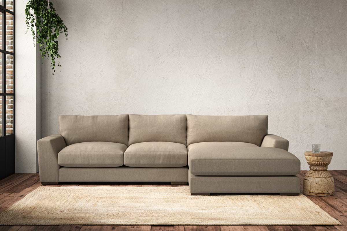 Guddu Medium Right Hand Chaise Sofa - Brera Linen Pebble-MAKE TO ORDER-Nkuku