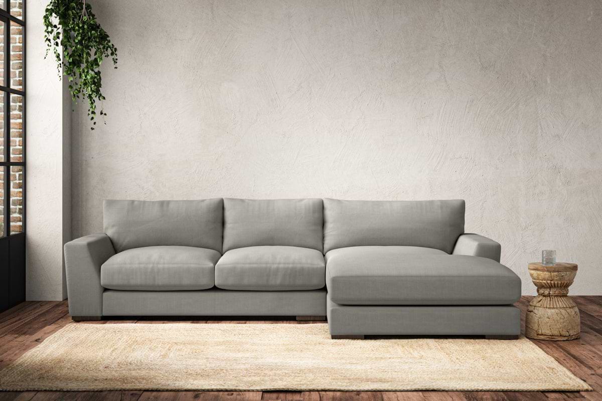 Guddu Medium Right Hand Chaise Sofa - Brera Linen Smoke-MAKE TO ORDER-Nkuku