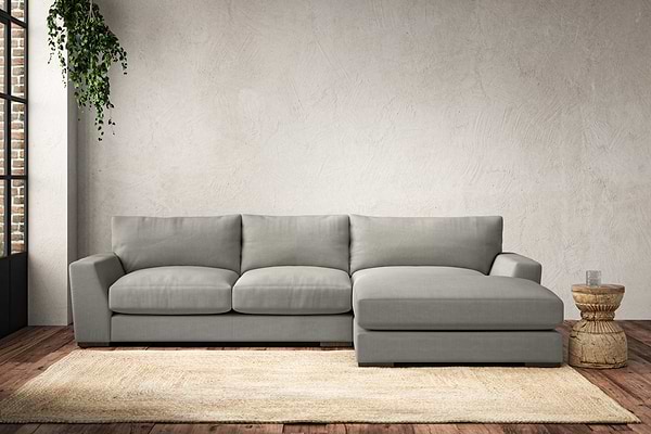 Guddu Medium Right Hand Chaise Sofa - Brera Linen Smoke