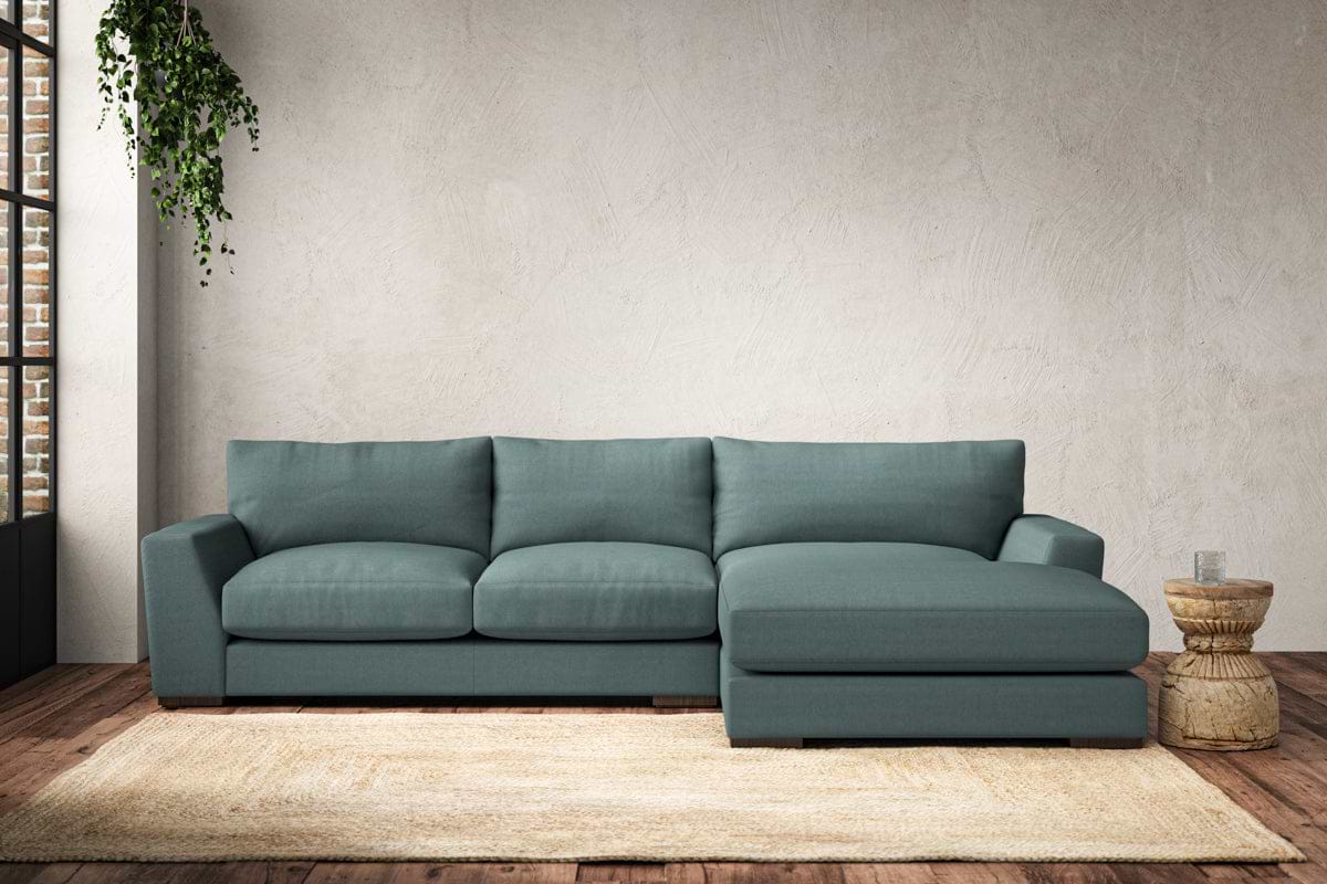 Guddu Medium Right Hand Chaise Sofa - Recycled Cotton Airforce-MAKE TO ORDER-Nkuku