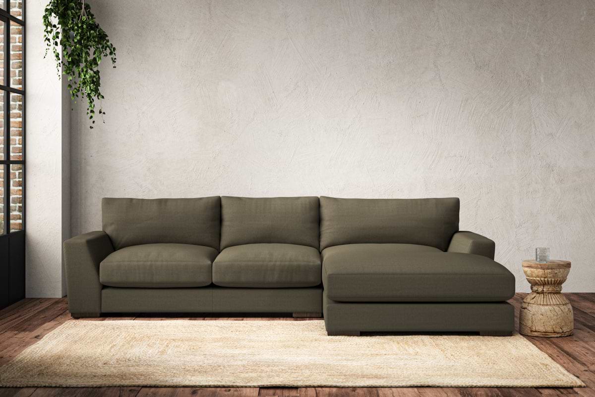 Guddu Medium Right Hand Chaise Sofa - Recycled Cotton Fatigue-MAKE TO ORDER-Nkuku