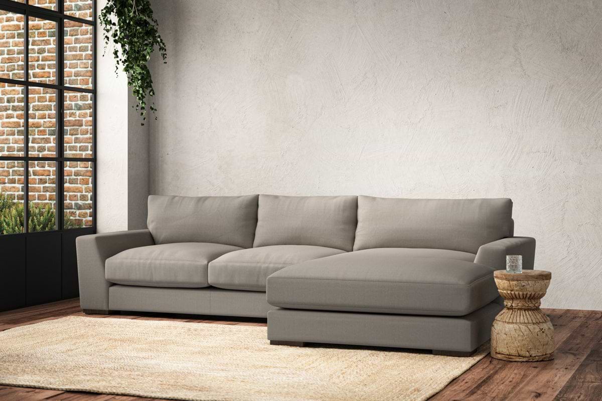 Guddu Medium Right Hand Chaise Sofa - Recycled Cotton Flax