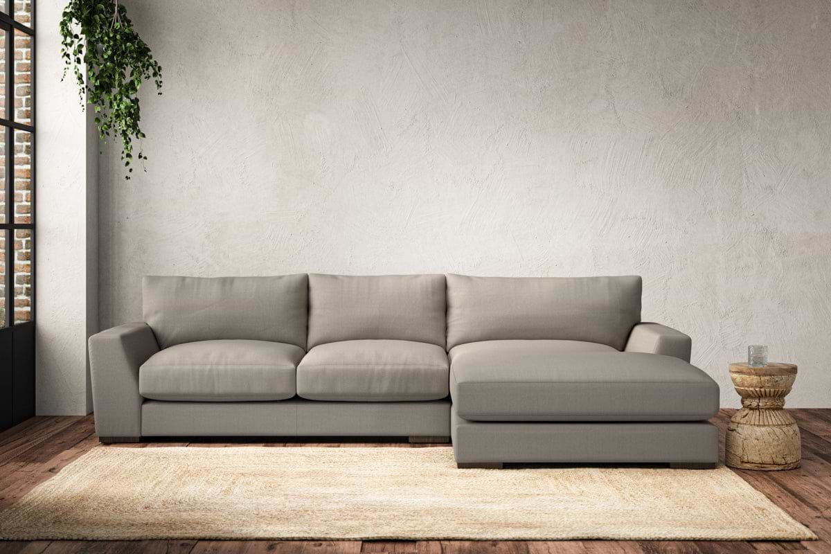 Guddu Medium Right Hand Chaise Sofa - Recycled Cotton Flax-MAKE TO ORDER-Nkuku