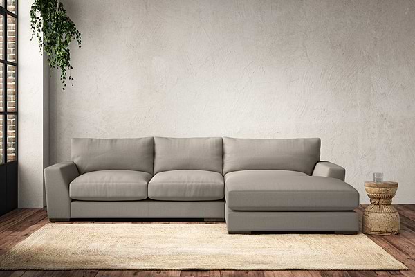 Guddu Medium Right Hand Chaise Sofa - Recycled Cotton Flax