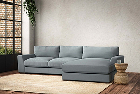 Guddu Medium Right Hand Chaise Sofa - Recycled Cotton Horizon