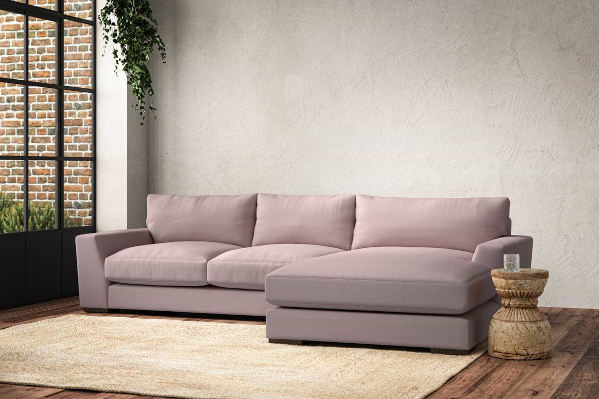 Guddu Medium Right Hand Chaise Sofa - Recycled Cotton Lavender