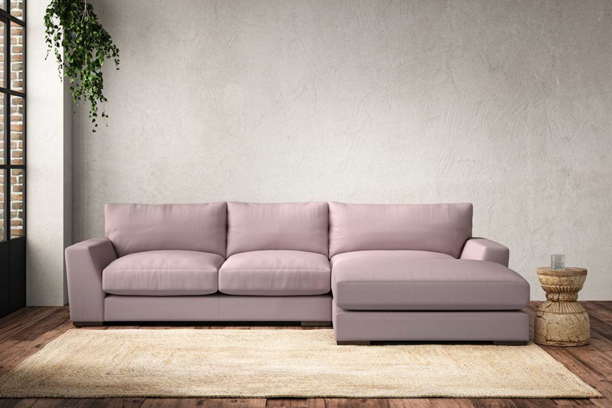 Guddu Medium Right Hand Chaise Sofa - Recycled Cotton Lavender-MAKE TO ORDER-Nkuku