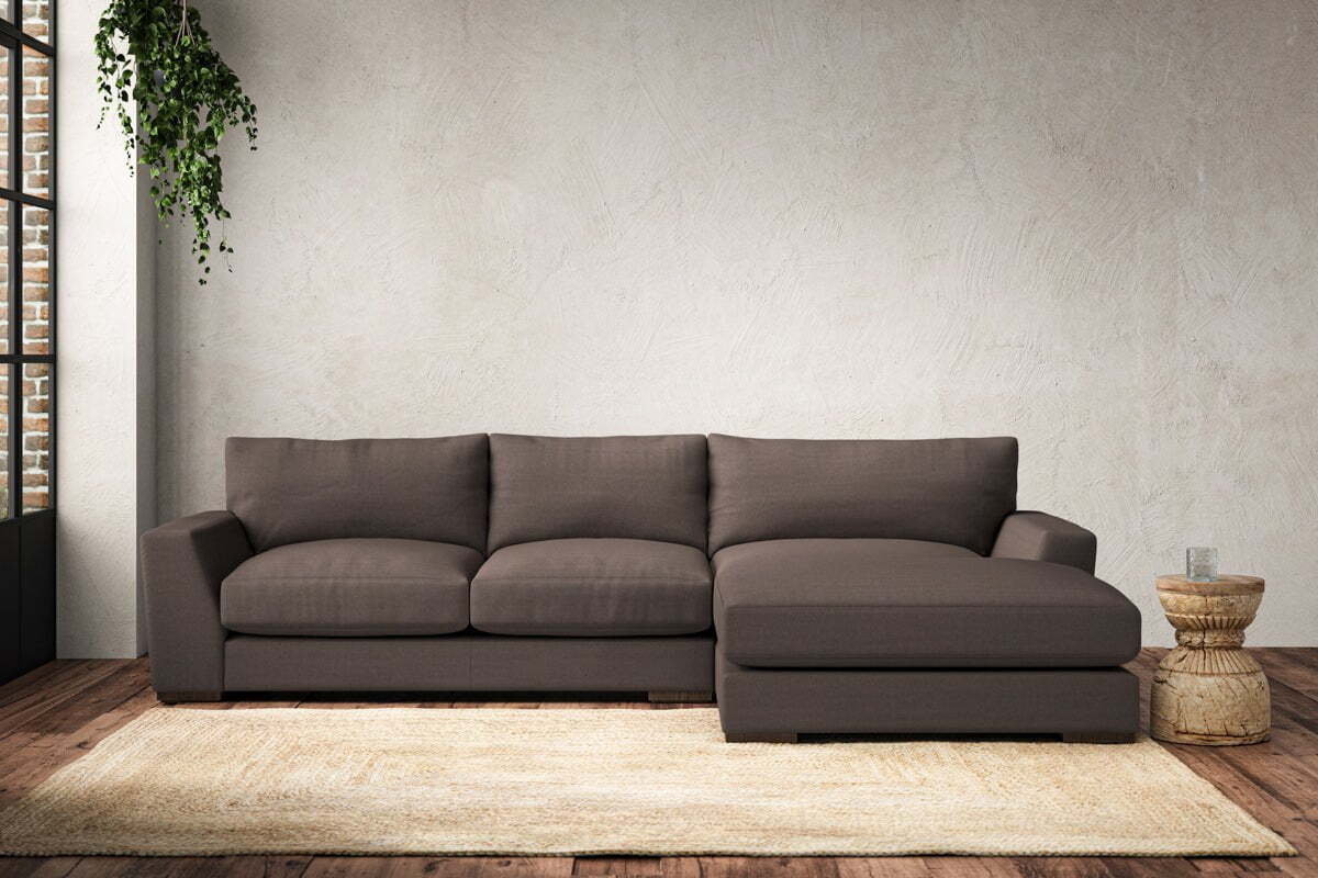 Guddu Medium Right Hand Chaise Sofa - Recycled Cotton Mocha-MAKE TO ORDER-Nkuku