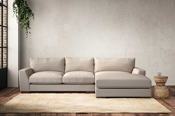 Guddu Medium Right Hand Chaise Sofa - Recycled Cotton Natural
