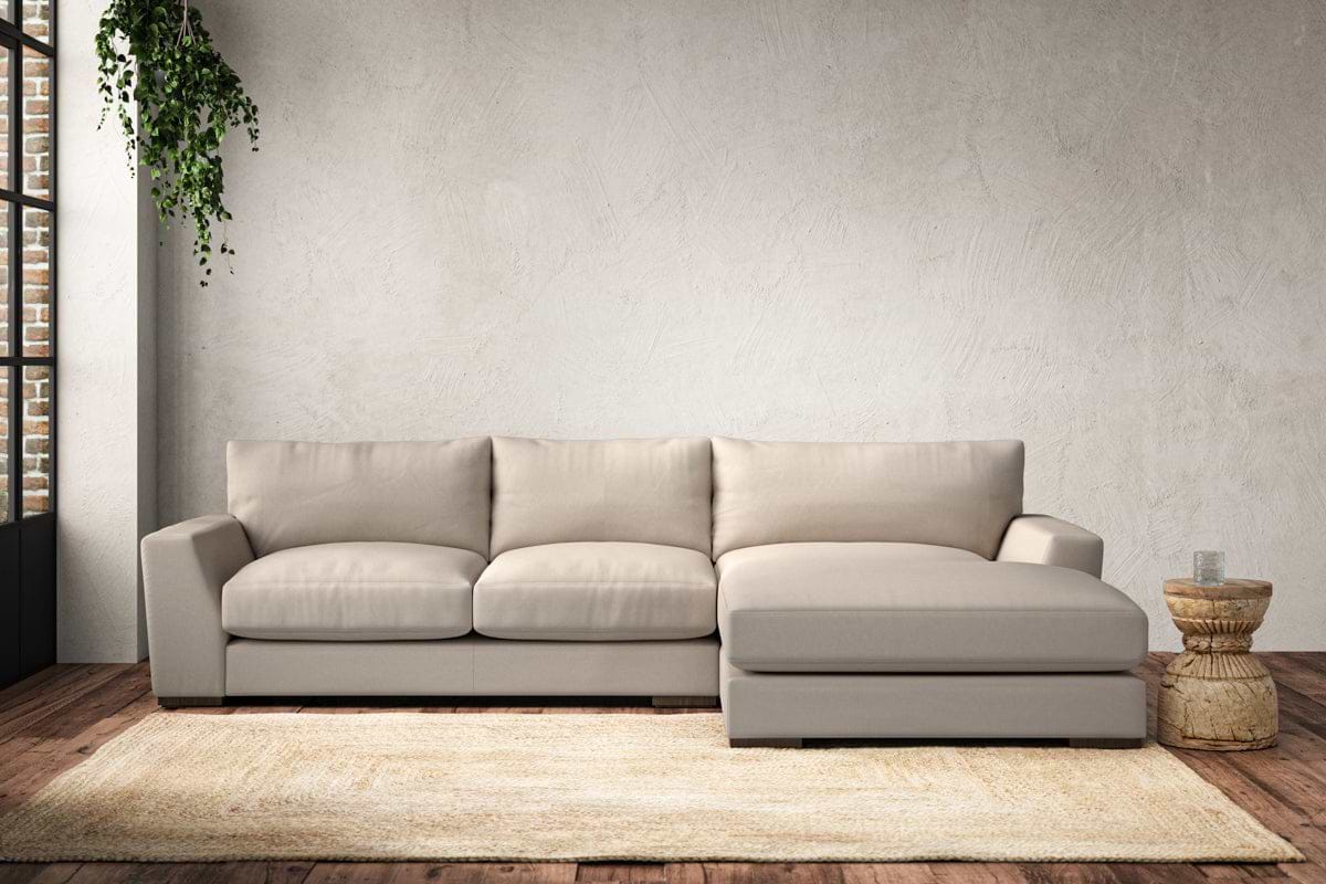 Guddu Medium Right Hand Chaise Sofa - Recycled Cotton Natural