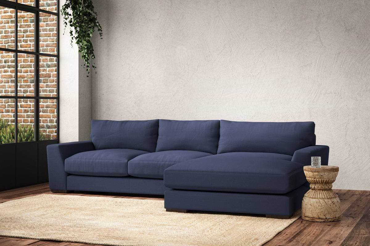 Guddu Medium Right Hand Chaise Sofa - Recycled Cotton Navy