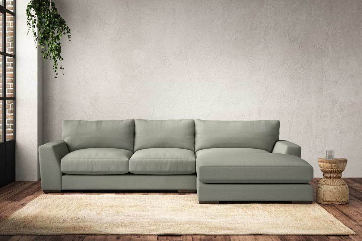 Guddu Medium Right Hand Chaise Sofa - Recycled Cotton Seaspray-MAKE TO ORDER-Nkuku