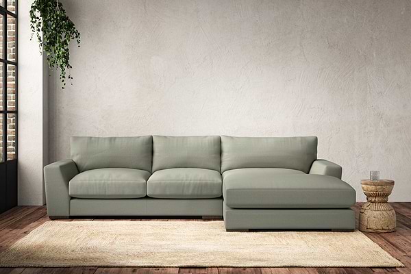 Guddu Medium Right Hand Chaise Sofa - Recycled Cotton Seaspray