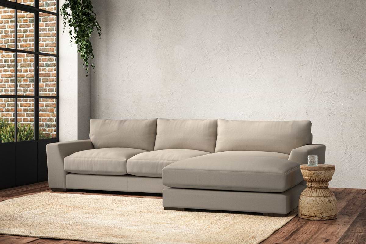 Guddu Medium Right Hand Chaise Sofa - Recycled Cotton Stone