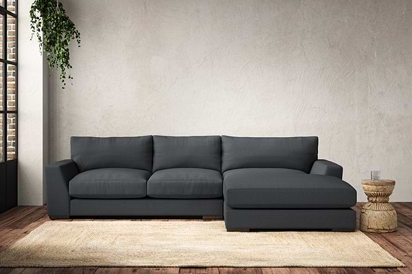 Guddu Medium Right Hand Chaise Sofa - Recycled Cotton Thunder
